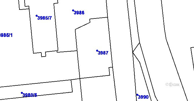 Parcela st. 3987 v KÚ Semily, Katastrální mapa