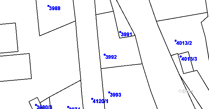 Parcela st. 3992 v KÚ Semily, Katastrální mapa