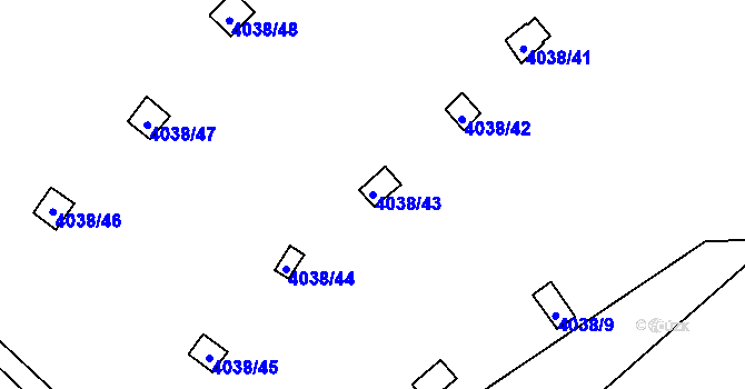 Parcela st. 4038/43 v KÚ Semily, Katastrální mapa