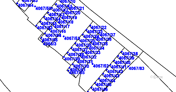 Parcela st. 4067/34 v KÚ Semily, Katastrální mapa