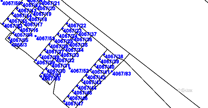 Parcela st. 4067/38 v KÚ Semily, Katastrální mapa