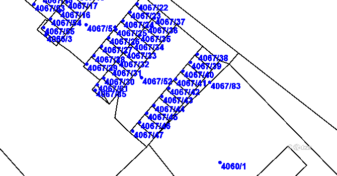 Parcela st. 4067/42 v KÚ Semily, Katastrální mapa