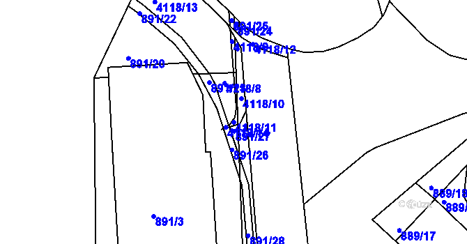 Parcela st. 4118/11 v KÚ Semily, Katastrální mapa