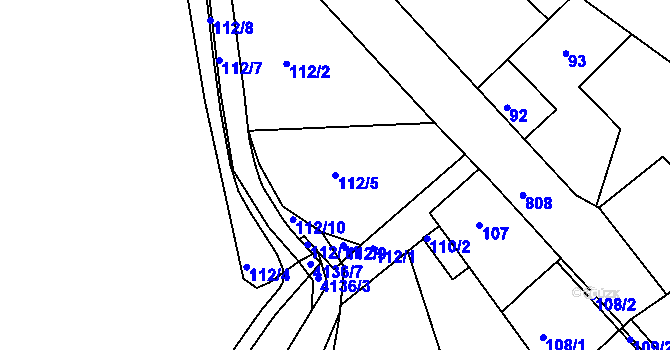 Parcela st. 112/5 v KÚ Semily, Katastrální mapa