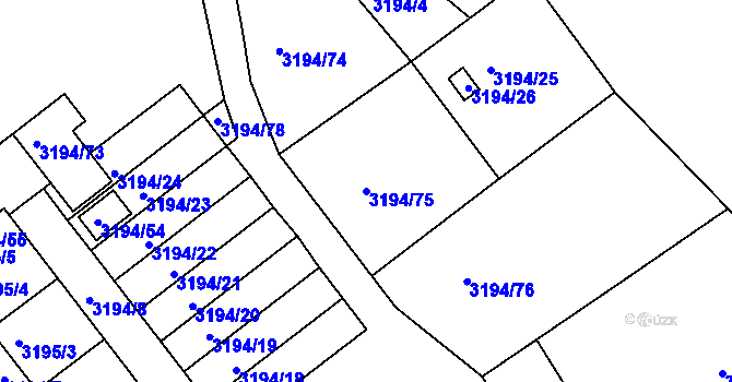 Parcela st. 3194/75 v KÚ Semily, Katastrální mapa