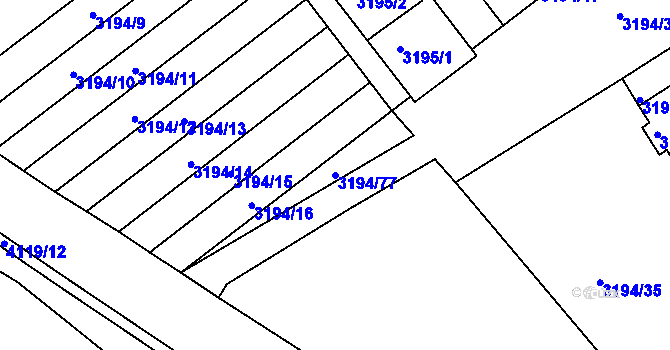 Parcela st. 3194/77 v KÚ Semily, Katastrální mapa