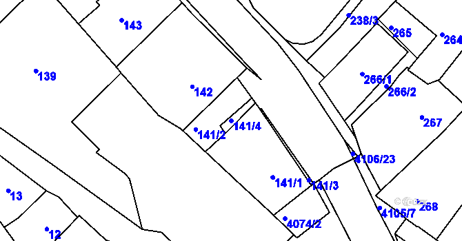 Parcela st. 141/4 v KÚ Semily, Katastrální mapa