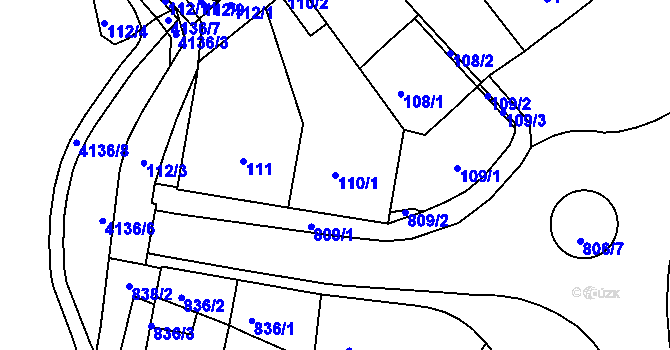 Parcela st. 110/1 v KÚ Semily, Katastrální mapa
