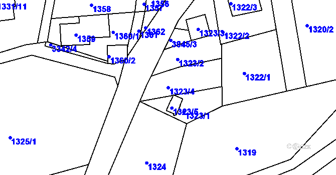 Parcela st. 1323/4 v KÚ Semily, Katastrální mapa