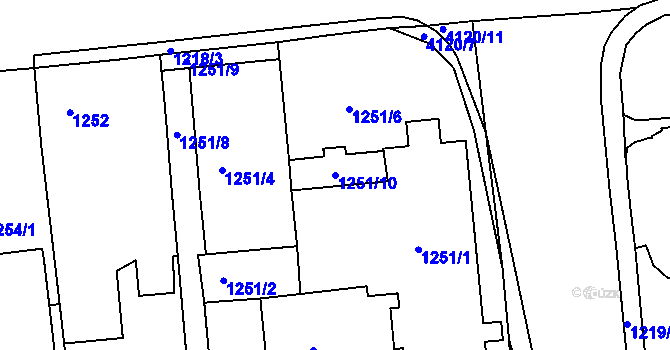 Parcela st. 1251/10 v KÚ Semily, Katastrální mapa