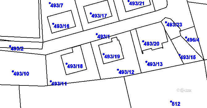 Parcela st. 493/19 v KÚ Semily, Katastrální mapa