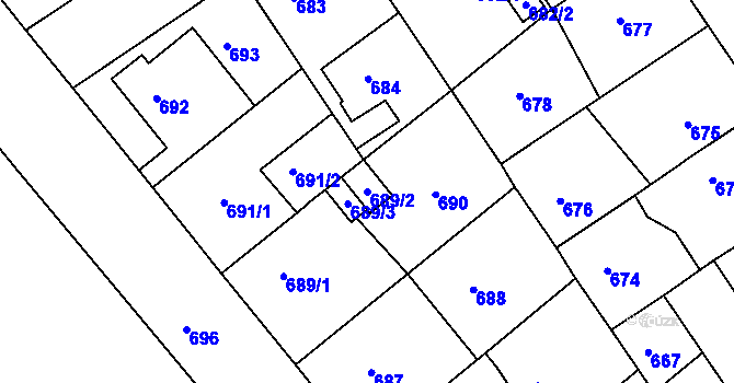 Parcela st. 689/2 v KÚ Semily, Katastrální mapa