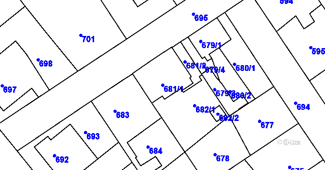 Parcela st. 681/1 v KÚ Semily, Katastrální mapa