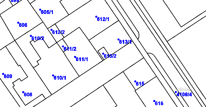 Parcela st. 613/2 v KÚ Semily, Katastrální mapa