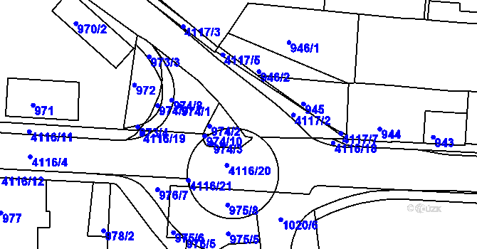 Parcela st. 974/4 v KÚ Semily, Katastrální mapa
