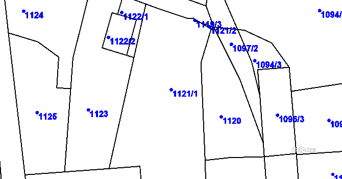 Parcela st. 1121/1 v KÚ Semily, Katastrální mapa
