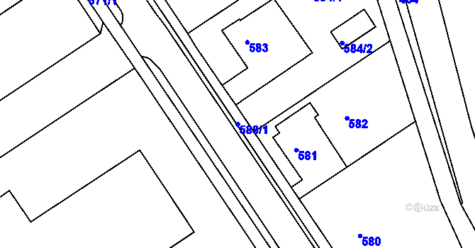 Parcela st. 588/1 v KÚ Semily, Katastrální mapa