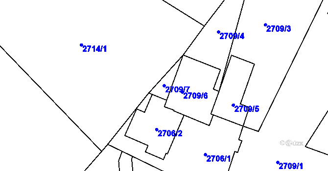 Parcela st. 2709/7 v KÚ Semily, Katastrální mapa