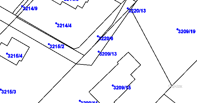 Parcela st. 3209/13 v KÚ Semily, Katastrální mapa
