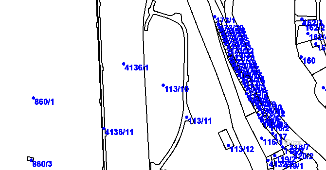 Parcela st. 113/10 v KÚ Semily, Katastrální mapa