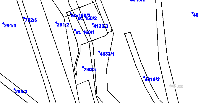 Parcela st. 4133/1 v KÚ Semily, Katastrální mapa
