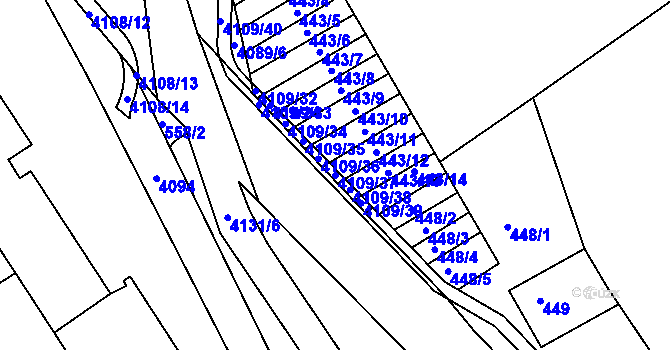 Parcela st. 4109/37 v KÚ Semily, Katastrální mapa