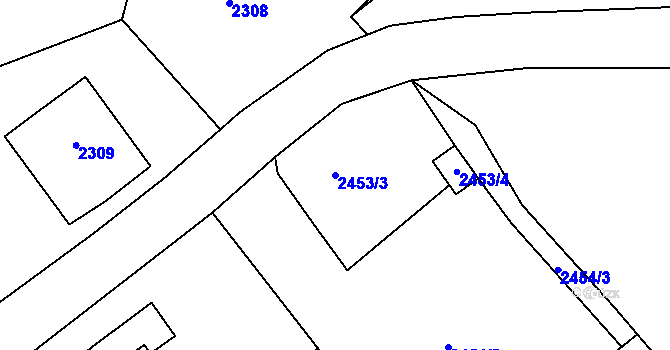 Parcela st. 2453/3 v KÚ Semily, Katastrální mapa