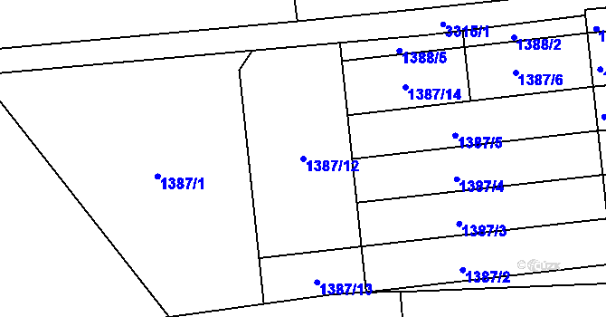 Parcela st. 1387/12 v KÚ Semily, Katastrální mapa