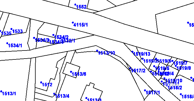 Parcela st. 1513/10 v KÚ Semily, Katastrální mapa