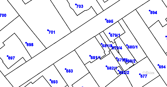 Parcela st. 681/3 v KÚ Semily, Katastrální mapa