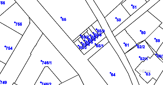 Parcela st. 65/4 v KÚ Semily, Katastrální mapa