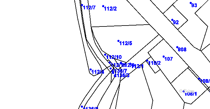 Parcela st. 112/10 v KÚ Semily, Katastrální mapa