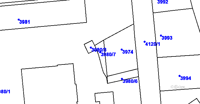 Parcela st. 3980/7 v KÚ Semily, Katastrální mapa