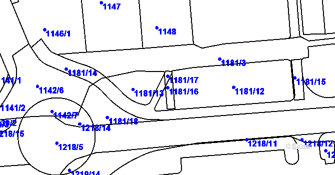Parcela st. 1181/16 v KÚ Semily, Katastrální mapa