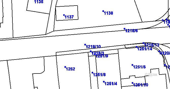 Parcela st. 1218/10 v KÚ Semily, Katastrální mapa
