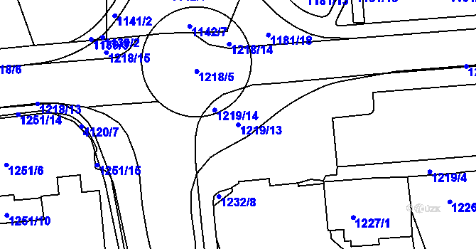 Parcela st. 1219/13 v KÚ Semily, Katastrální mapa