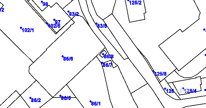 Parcela st. 86/8 v KÚ Semily, Katastrální mapa