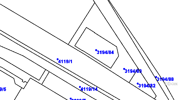 Parcela st. 3194/84 v KÚ Semily, Katastrální mapa
