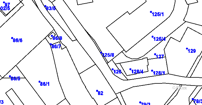 Parcela st. 125/8 v KÚ Semily, Katastrální mapa