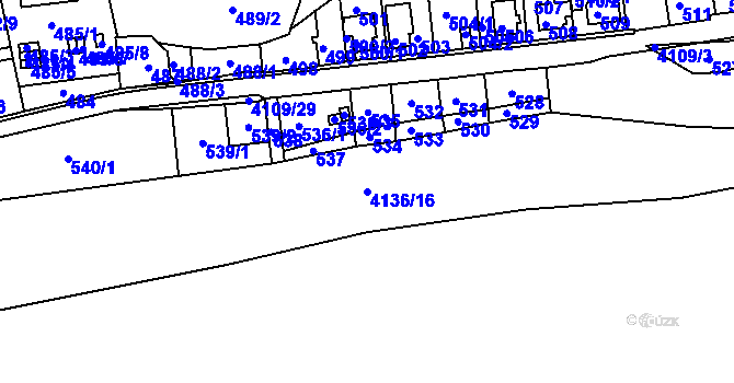 Parcela st. 4136/16 v KÚ Semily, Katastrální mapa