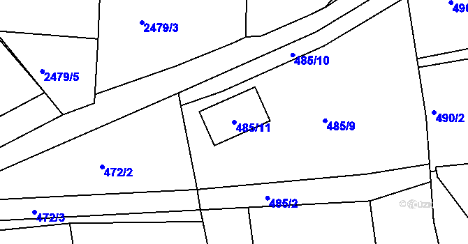 Parcela st. 485/11 v KÚ Semily, Katastrální mapa