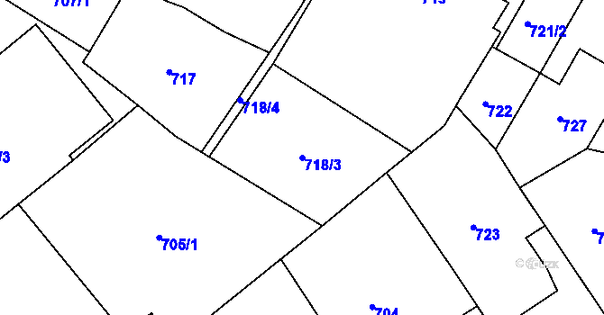 Parcela st. 718/3 v KÚ Semily, Katastrální mapa
