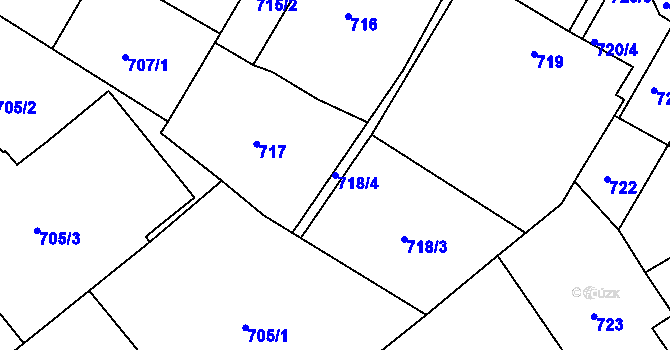 Parcela st. 718/4 v KÚ Semily, Katastrální mapa
