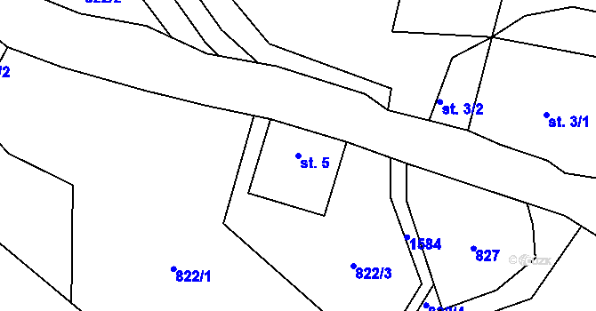 Parcela st. 5 v KÚ Bítouchov u Semil, Katastrální mapa