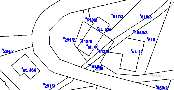 Parcela st. 16 v KÚ Bítouchov u Semil, Katastrální mapa