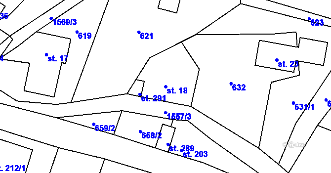 Parcela st. 18 v KÚ Bítouchov u Semil, Katastrální mapa