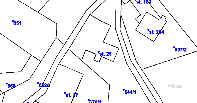 Parcela st. 25 v KÚ Bítouchov u Semil, Katastrální mapa