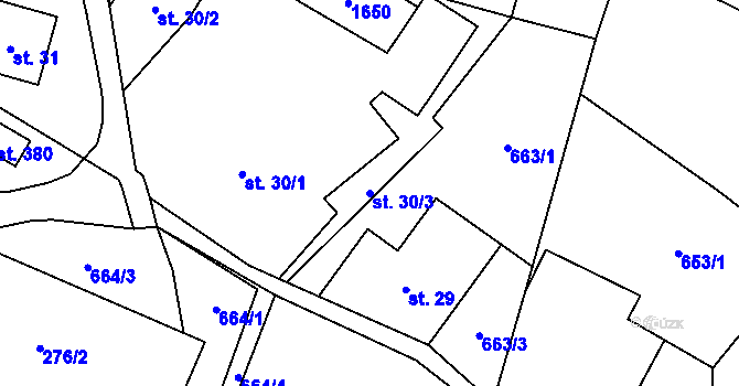 Parcela st. 30/3 v KÚ Bítouchov u Semil, Katastrální mapa