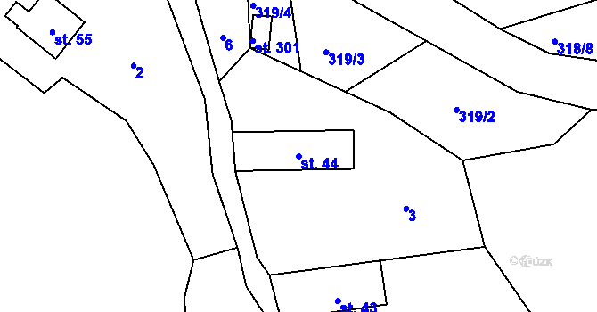 Parcela st. 44 v KÚ Bítouchov u Semil, Katastrální mapa