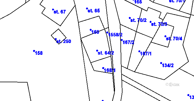 Parcela st. 64/2 v KÚ Bítouchov u Semil, Katastrální mapa
